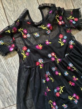 Girls Black Tulle Dress Embroidered Flowers Art Class Target